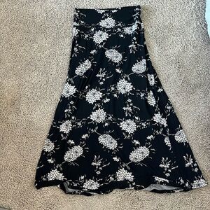Black floral maxi skirt